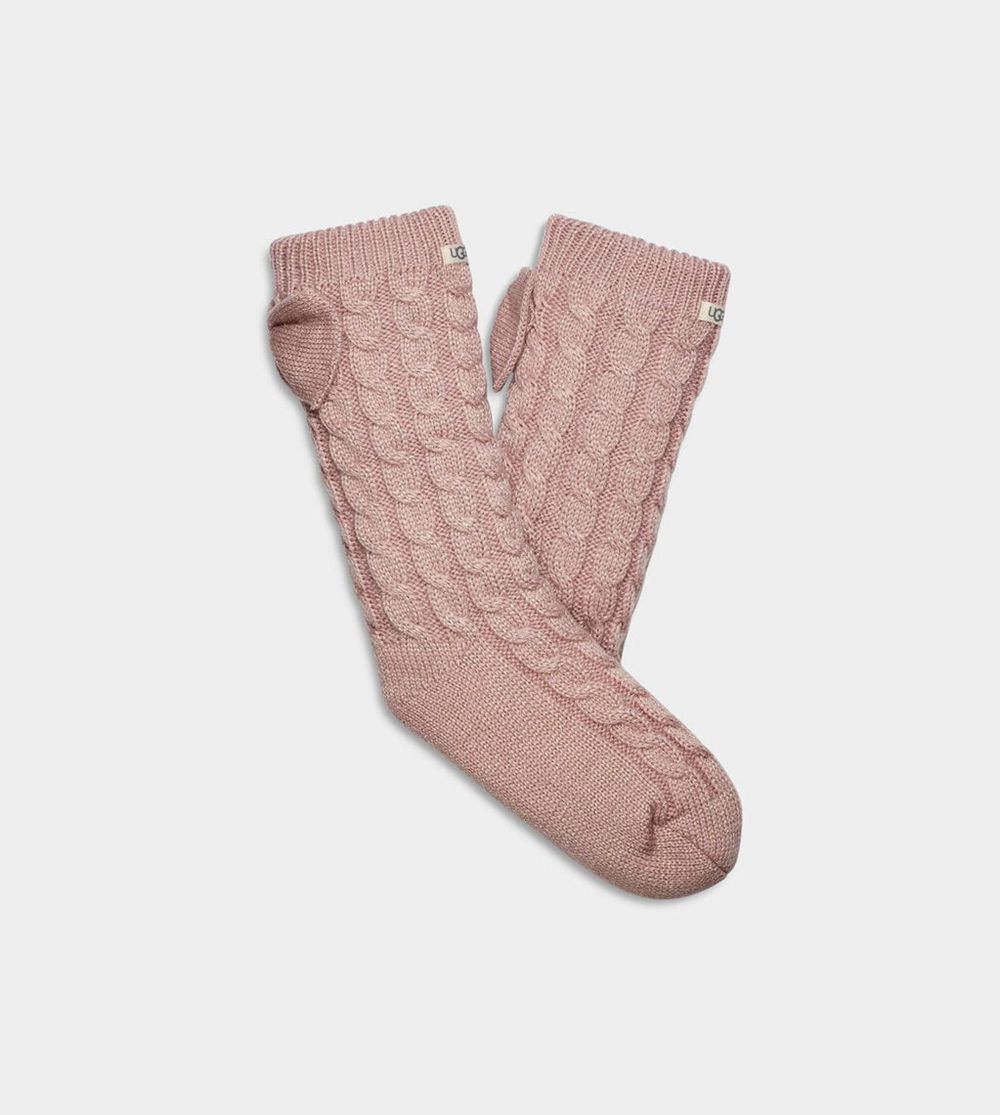 Ugg Sock Womens - Ugg Laila Bow Fleece Lined Pink - 286JYZARE